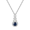 Blue Sapphire And Diamond Pendant In 10K White Gold (1/6 Ct. Tw.)