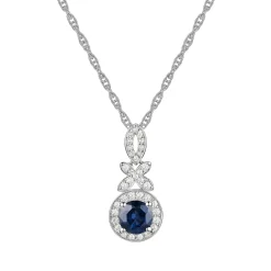 Blue Sapphire And Diamond Pendant In 10K White Gold (1/6 Ct. Tw.)