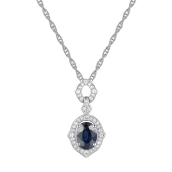 Blue Sapphire And Diamond Pendant In 10K White Gold (1/4 Ct. Tw.)