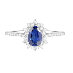 Blue Sapphire And Diamond Ring In 10K White Gold (1/5 Ct. Tw.)