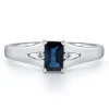 Blue Sapphire And Diamond Accent Ring In 10K White Gold