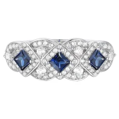 Blue Sapphire And Diamond Ring In 10K White Gold (1/5 Ct. Tw.)