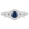 Blue Sapphire And Diamond Ring In 10K White Gold (1/3 Ct. Tw.)