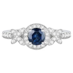 Blue Sapphire And Diamond Ring In 10K White Gold (1/3 Ct. Tw.)