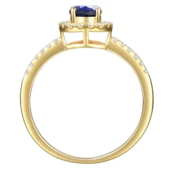 Blue Sapphire And Diamond Ring In 10K Yellow Gold (1/5 Ct. Tw.)