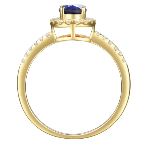 Blue Sapphire And Diamond Ring In 10K Yellow Gold (1/5 Ct. Tw.)