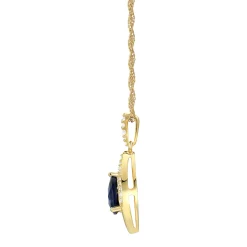 Blue Sapphire And Diamond Pendant In 10K Yellow Gold (1/4 Ct. Tw.)