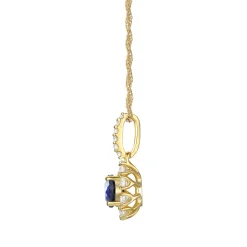 Blue Sapphire And Diamond Pendant In 10K Yellow Gold (1/4 Ct. Tw.)