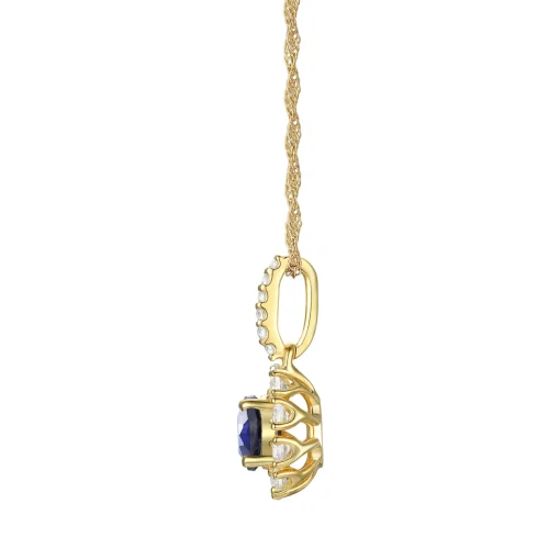 Blue Sapphire And Diamond Pendant In 10K Yellow Gold (1/4 Ct. Tw.)