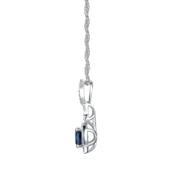 Blue Sapphire And Diamond Pendant In 10K White Gold (1/6 Ct. Tw.)