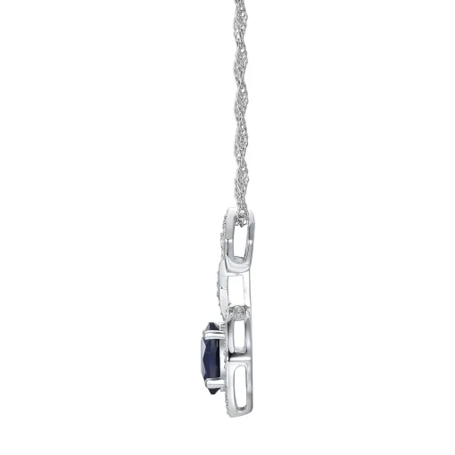 Blue Sapphire And Diamond Pendant In 10K White Gold (1/4 Ct. Tw.)