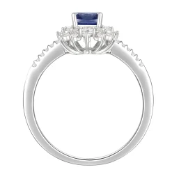 Blue Sapphire And Diamond Ring In 10K White Gold (1/5 Ct. Tw.)