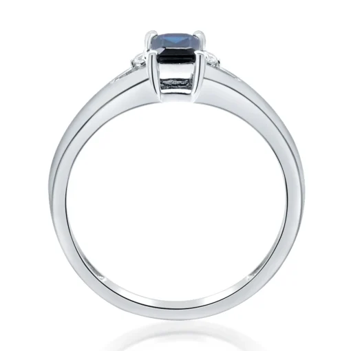 Blue Sapphire And Diamond Accent Ring In 10K White Gold