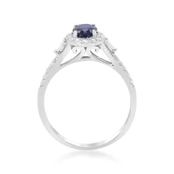 Blue Sapphire And Diamond Engagement Ring Set In 14K White Gold (1 1/2 Ct. Tw.)