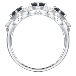 Blue Sapphire And Diamond Ring In 10K White Gold (1/5 Ct. Tw.)