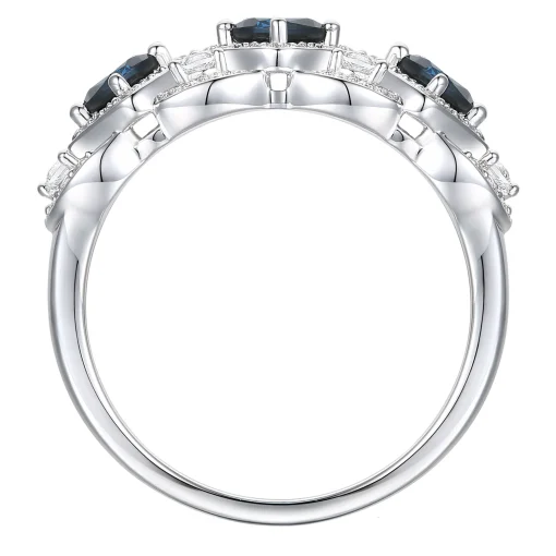 Blue Sapphire And Diamond Ring In 10K White Gold (1/5 Ct. Tw.)