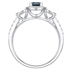 Blue Sapphire And Diamond Ring In 10K White Gold (1/3 Ct. Tw.)