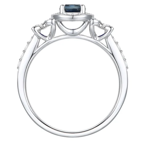Blue Sapphire And Diamond Ring In 10K White Gold (1/3 Ct. Tw.)