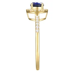 Blue Sapphire And Diamond Ring In 10K Yellow Gold (1/5 Ct. Tw.)