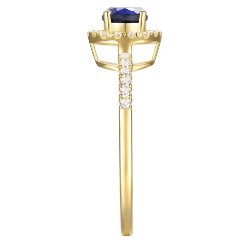 Blue Sapphire And Diamond Ring In 10K Yellow Gold (1/5 Ct. Tw.)