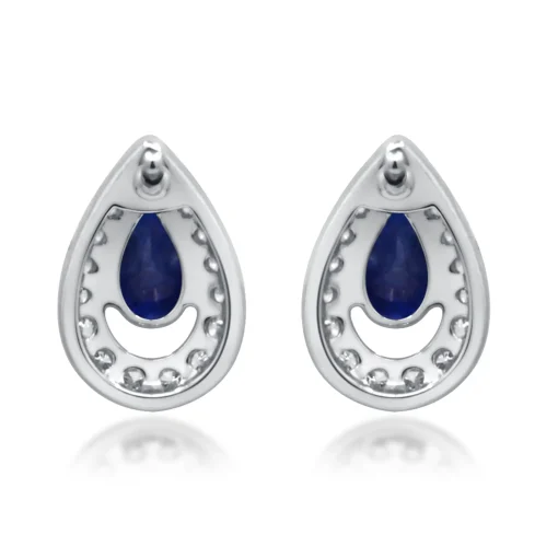 Blue Sapphire And Diamond Stud Earrings In 10K White Gold (1/6 Ct. Tw.)