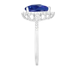 Blue Sapphire And Diamond Ring In 10K White Gold (1/5 Ct. Tw.)