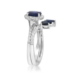 Blue Sapphire And Diamond Engagement Ring Set In 14K White Gold (1 1/2 Ct. Tw.)