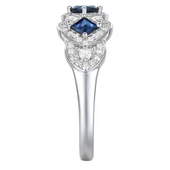 Blue Sapphire And Diamond Ring In 10K White Gold (1/5 Ct. Tw.)