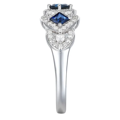 Blue Sapphire And Diamond Ring In 10K White Gold (1/5 Ct. Tw.)