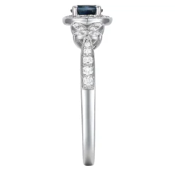 Blue Sapphire And Diamond Ring In 10K White Gold (1/3 Ct. Tw.)