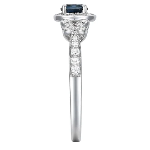 Blue Sapphire And Diamond Ring In 10K White Gold (1/3 Ct. Tw.)