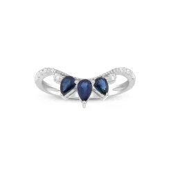 Blue Sapphire And Diamond Engagement Ring Set In 14K White Gold (1 1/2 Ct. Tw.)