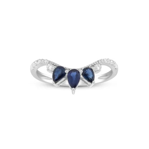 Blue Sapphire And Diamond Engagement Ring Set In 14K White Gold (1 1/2 Ct. Tw.)