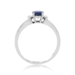 Blue Sapphire And Diamond Engagement Ring Set In 14K White Gold (1 1/2 Ct. Tw.)