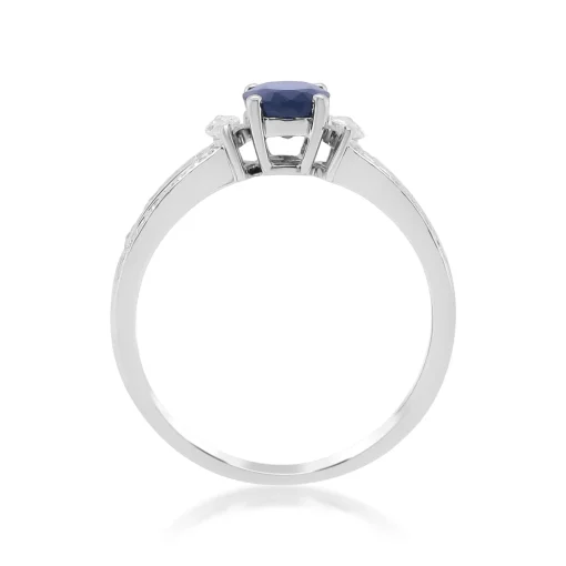 Blue Sapphire And Diamond Engagement Ring Set In 14K White Gold (1 1/2 Ct. Tw.)