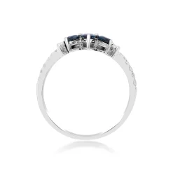 Blue Sapphire And Diamond Engagement Ring Set In 14K White Gold (1 1/2 Ct. Tw.)