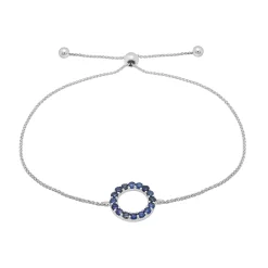 Blue Sapphire Bolo Bracelet In 14K White Gold