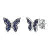 Blue Sapphire Butterfly Earring In 10K White Gold