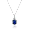 Blue Sapphire Diamond Pendant In 14K White Gold (1/10 Ct. Tw.)