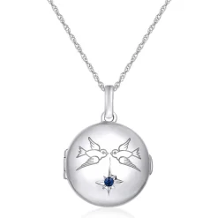 Blue Sapphire Locket In Sterling Silver
