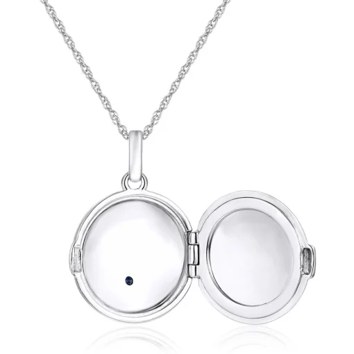 Blue Sapphire Locket In Sterling Silver