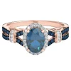 Blue Topaz & 1/5 Ct. Tw. White & Blue Diamond Ring In 10K Rose Gold