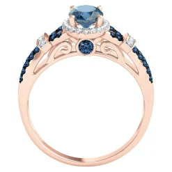 Blue Topaz & 1/5 Ct. Tw. White & Blue Diamond Ring In 10K Rose Gold