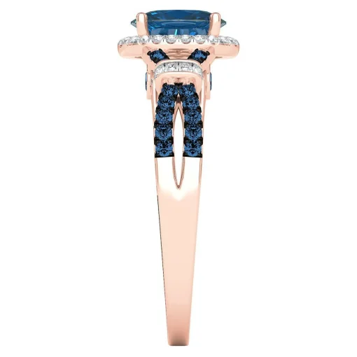 Blue Topaz & 1/5 Ct. Tw. White & Blue Diamond Ring In 10K Rose Gold