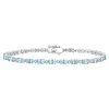 Blue Topaz & Diamond Bracelet In Sterling Silver