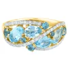 Blue Topaz & Diamond Cluster Ring In 10K Yellow Gold (1/7 Ct. Tw.)