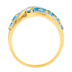 Blue Topaz & Diamond Cluster Ring In 10K Yellow Gold (1/7 Ct. Tw.)