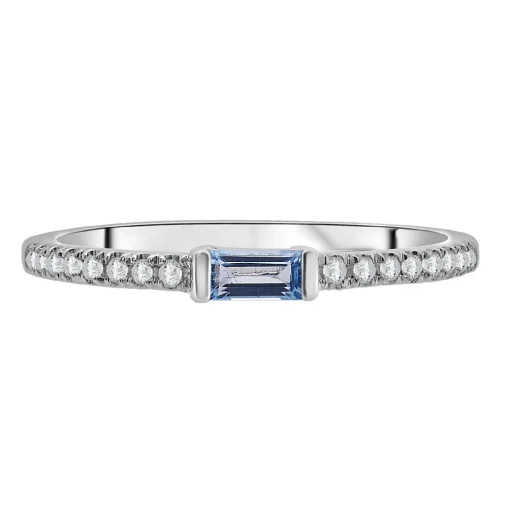 Blue Topaz & Lab Created White Sapphire Stacking Ring In 10K White Gold