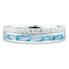 Blue Topaz & Lab Created White Sapphire Stack Ring In Sterling Silver