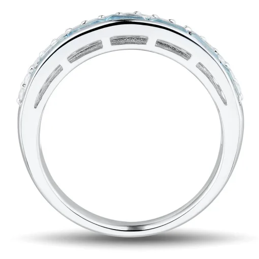 Blue Topaz & Lab Created White Sapphire Stack Ring In Sterling Silver